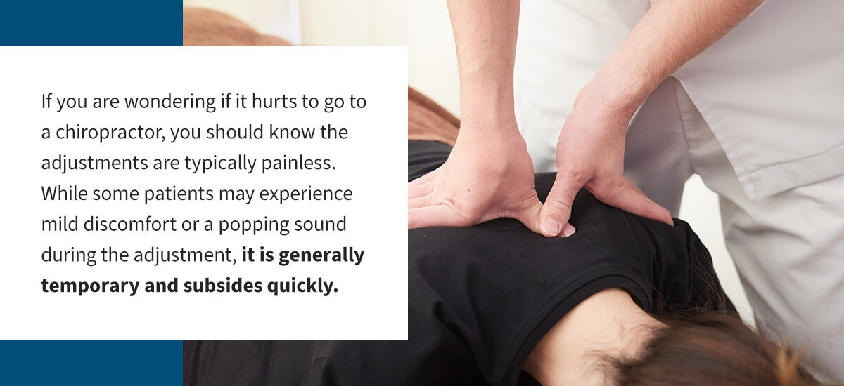 Painless adjustment on patient being performed by chiropractor